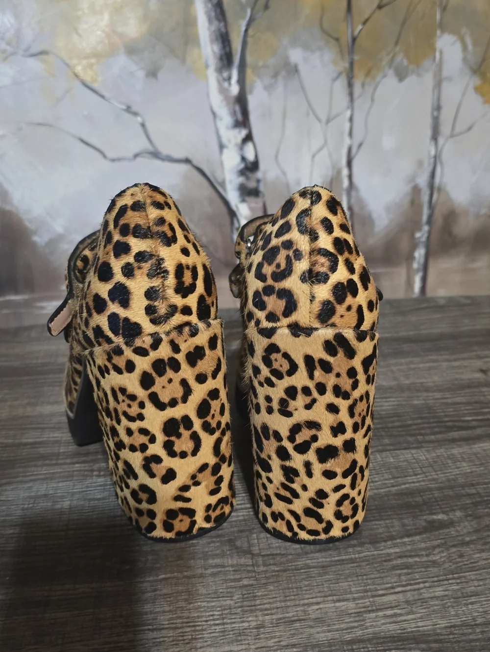 Steve Madden Leopard Print Double-Strap Platform Pumps - Tan & Black